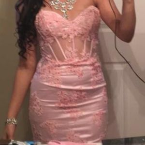 Pink mermaid prom dress
